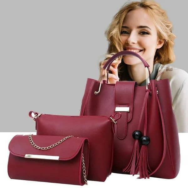 Women's leather hand bag set 3 Pc 1