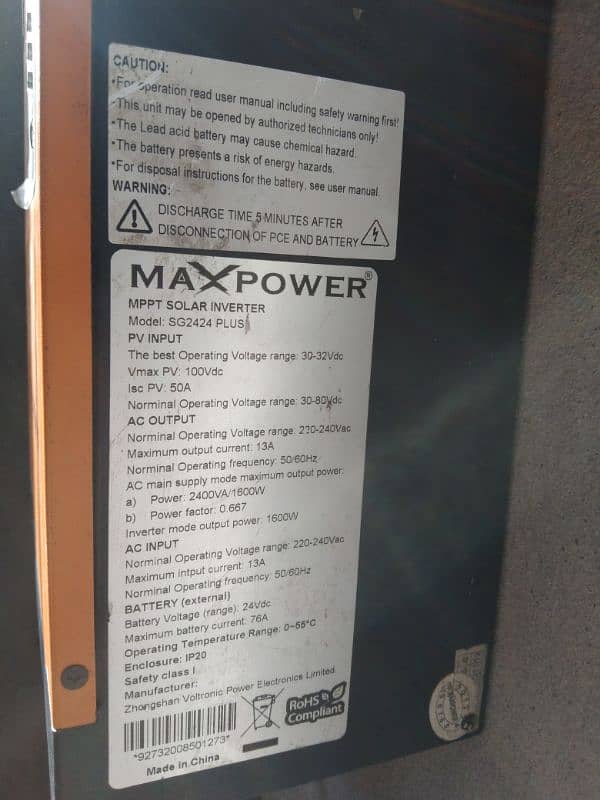 max pawrsolar invetar 2.4kva 2