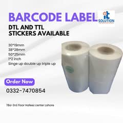 Barcode label DTL & TTL stickers available / Thermol Roll 45 metter