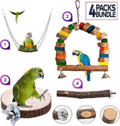 Parrot toys beautiful swings perches natural wooden and Iron stands 0