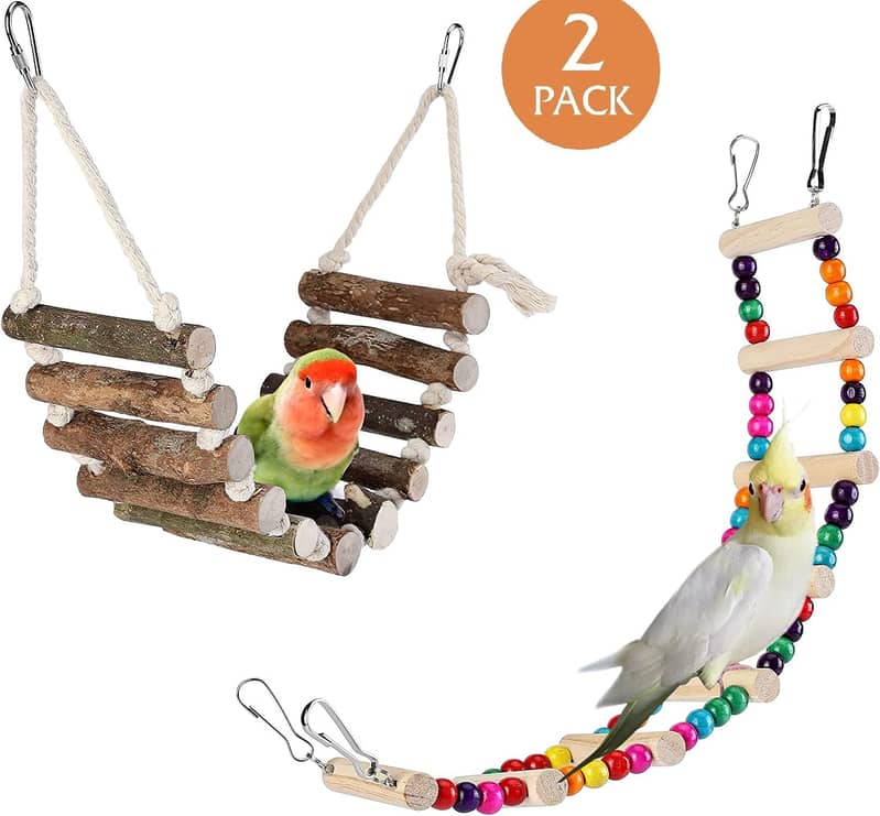 Parrot toys beautiful swings perches natural wooden and Iron stands 10