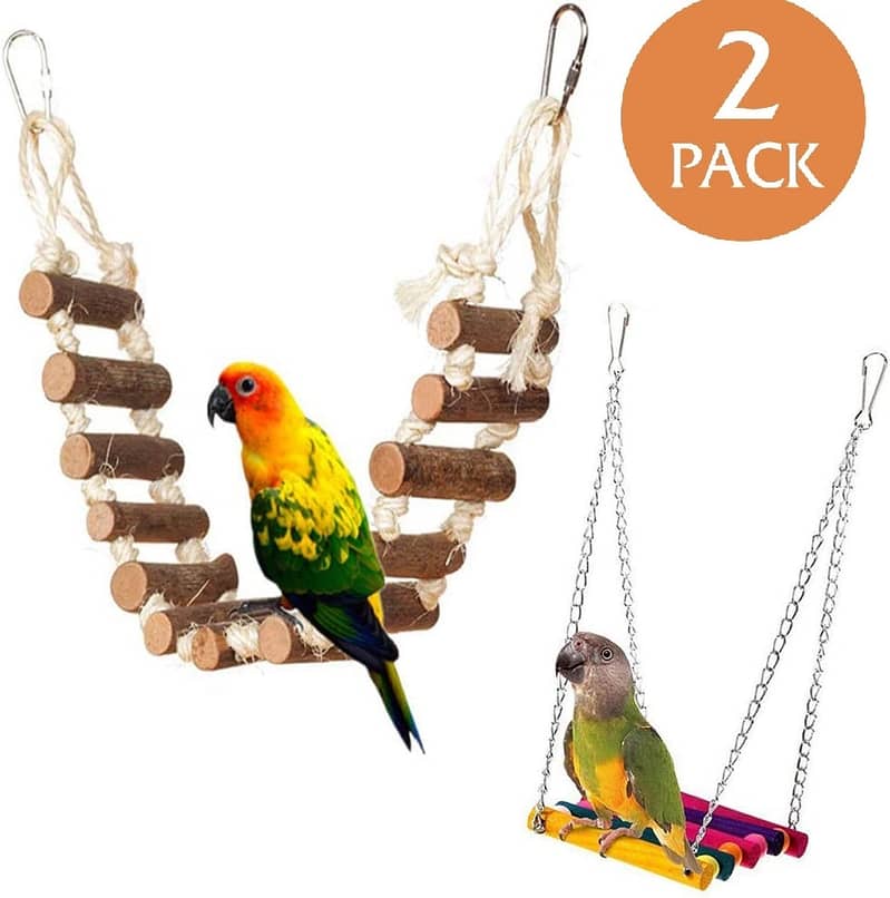 Parrot toys beautiful swings perches natural wooden and Iron stands 11