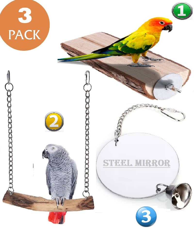 Parrot toys beautiful swings perches natural wooden and Iron stands 19