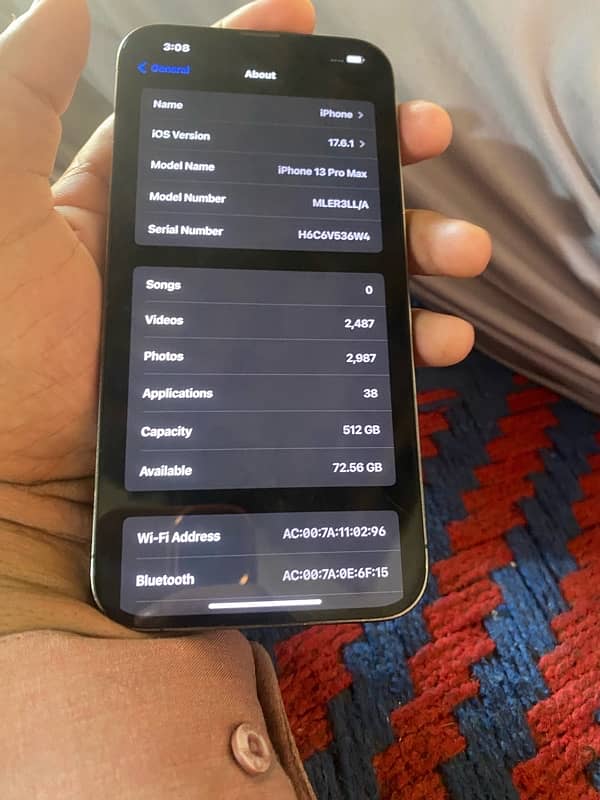 I phone 13pro max no  pta 512gb waterproof 1