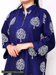 2 Pc Women's Stitched Linen Print