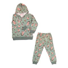 Beautiful Hood Pajama set in fleece fabric.