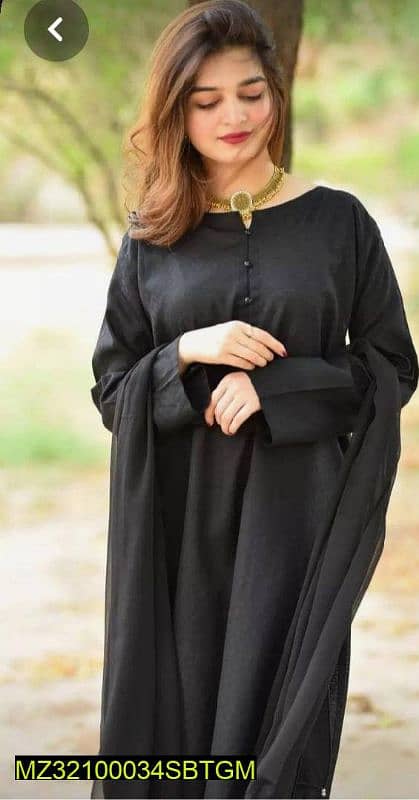 3 PCs women stitched silk plain suit 1