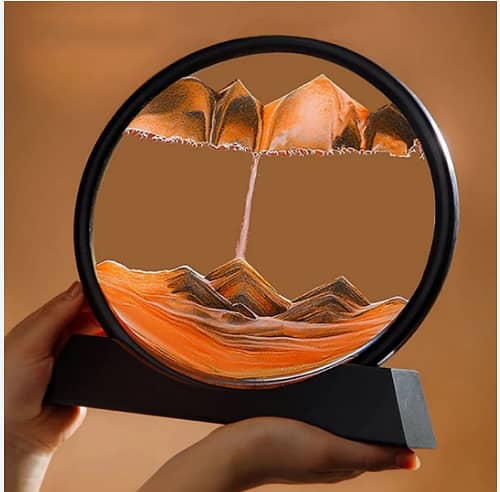 3D Moving Sand Art Round Glass Hourglass Quicksand Craft Flowing 0