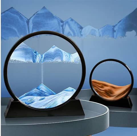 3D Moving Sand Art Round Glass Hourglass Quicksand Craft Flowing 1