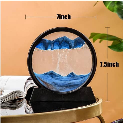 3D Moving Sand Art Round Glass Hourglass Quicksand Craft Flowing 2