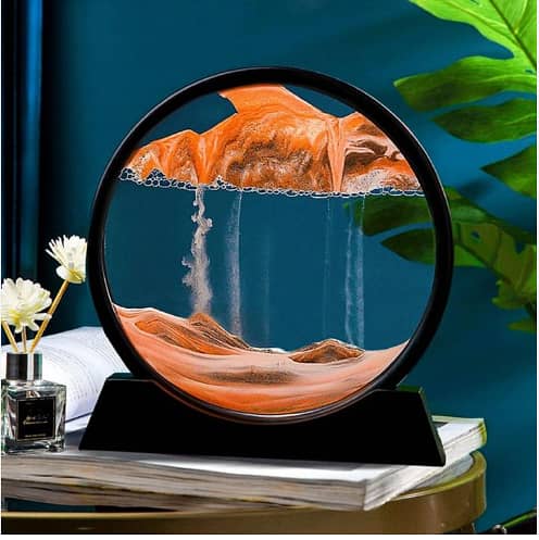 3D Moving Sand Art Round Glass Hourglass Quicksand Craft Flowing 3