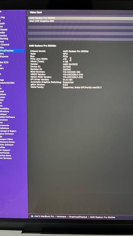 Macbook Pro 2019,16GB/1TB 16inch Core i9 8