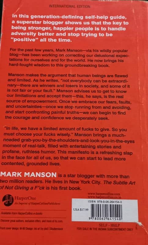 The subtle art of not giving a F*ck by Mark manson 1