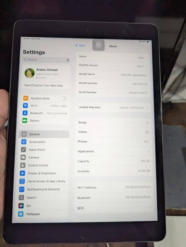 iPad 9th Gen 64 GB with Cooling fan 2