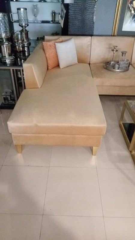 Brand New L-Shaped Sofa with Stylish Colour Combination & Cushions 2