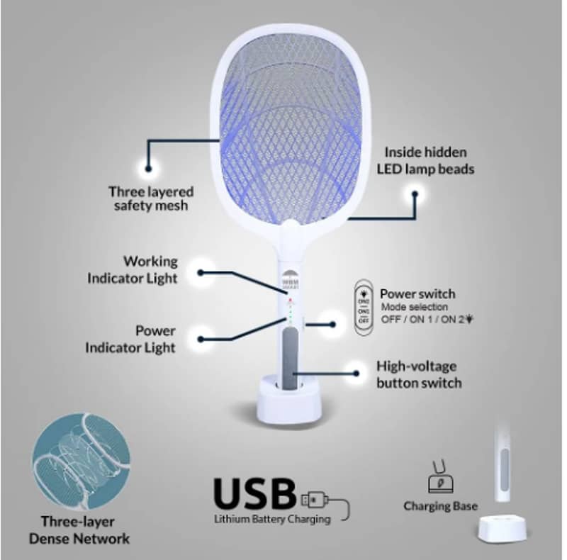 DP-834 (2 in 1) Mosquito Killer Racket -Kills Mosquitoes and  Flies 2