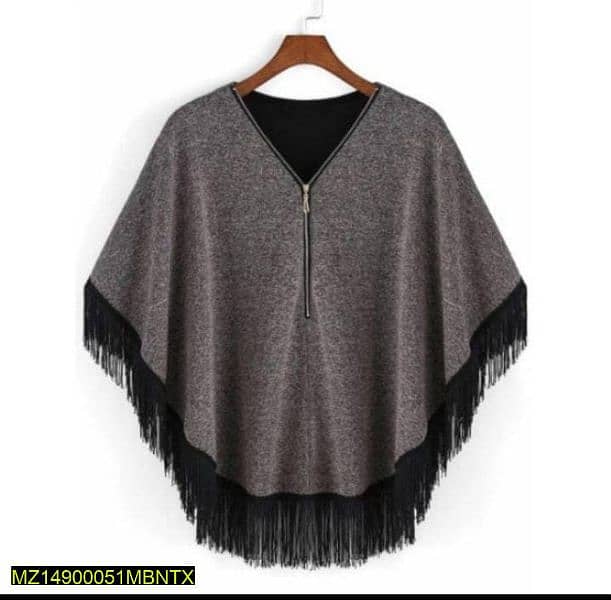 Grey Zipper Poncho 0