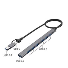 Onten USB+Type C To 7-Port USB Hub UCA9702