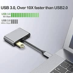 Adapter 4 in 1 usb-c to HUB PD HDTV+VGA+USB