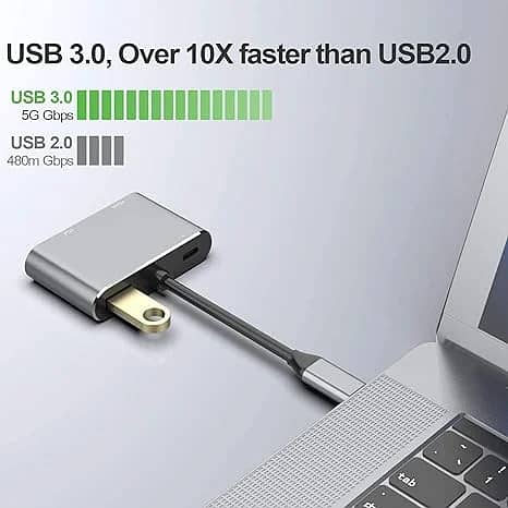 Adapter 4 in 1 usb-c to HUB PD HDTV+VGA+USB 2