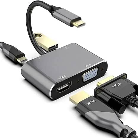 Adapter 4 in 1 usb-c to HUB PD HDTV+VGA+USB 0