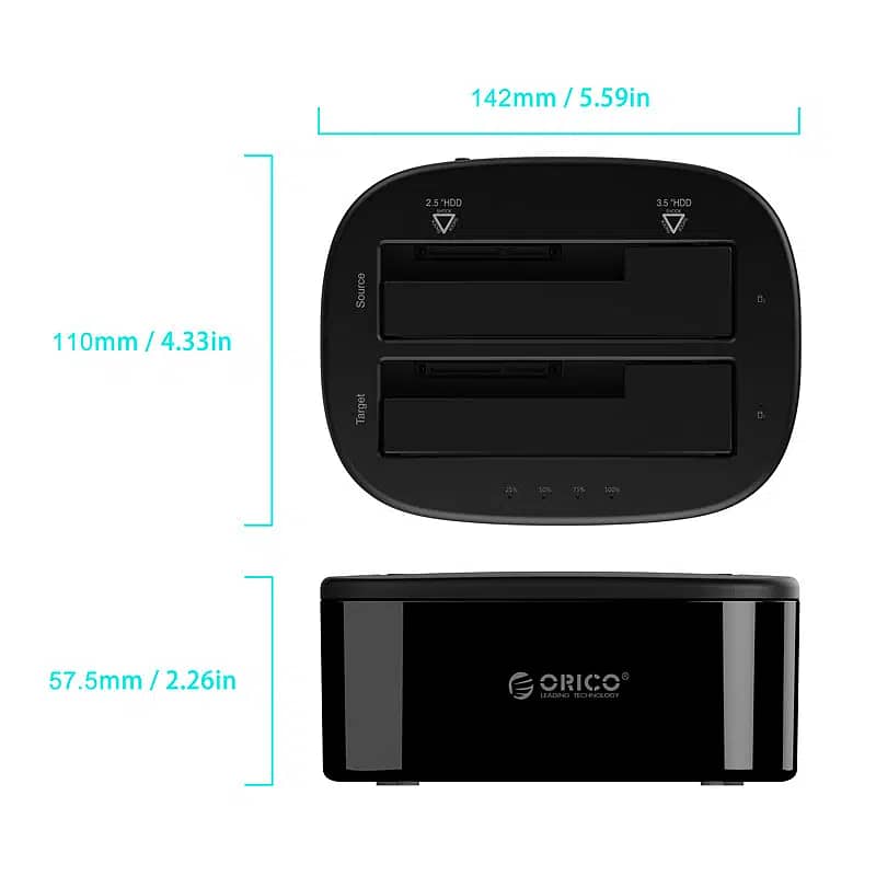 Orico (6228US3-C) Dual-Bay HDD and SSD Hard Drive Dock 2