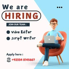 We are hiring content writer , comouter operator and video editor