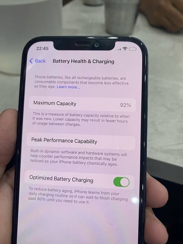 iphone 12 92 battery health back damage in black colour. 2