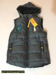 1 Pc Boy's Stitched Parachute Quilted Plain Sleeveless Jacket