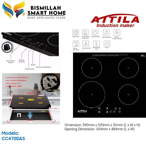 Attila Induction Built in 4 Burner Hob | Induction Cooker| Solor Stove 0