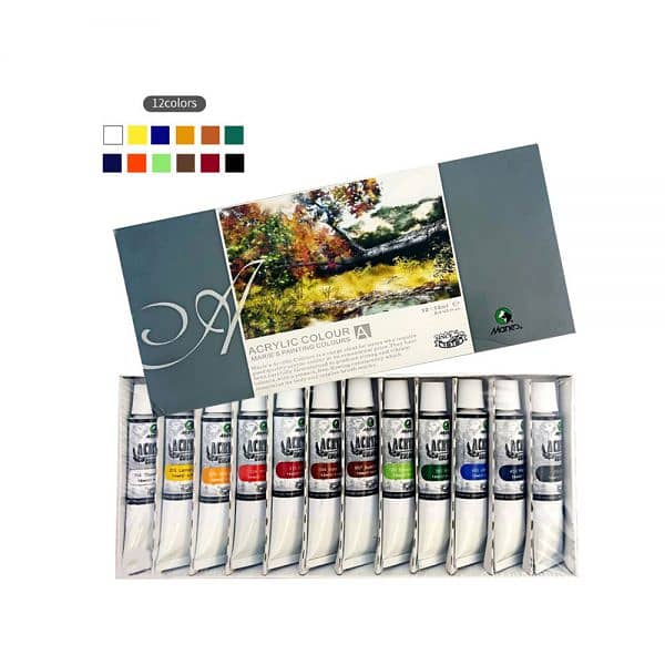 Acrylic Paint Set of 12 Pieces - Vibrant Colors Paint Set 8