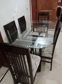 Glass Top six chairs dining table for sale 0