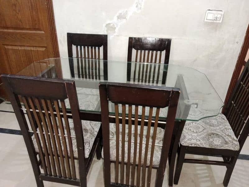 Glass Top six chairs dining table for sale 1