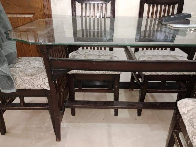 Glass Top six chairs dining table for sale 2