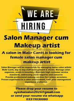 Female Salon Manager cum Makeup Artist