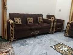 6 seater Sofa Set Luxury Brown and Golden Design