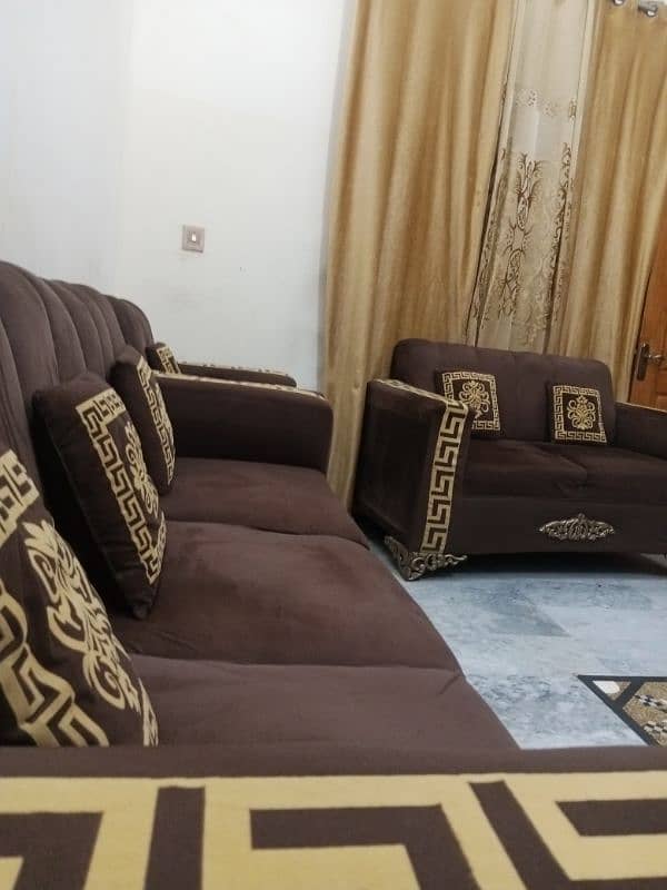 6 seater Sofa Set Luxury Brown and Golden Design 2