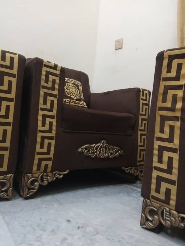 6 seater Sofa Set Luxury Brown and Golden Design 3