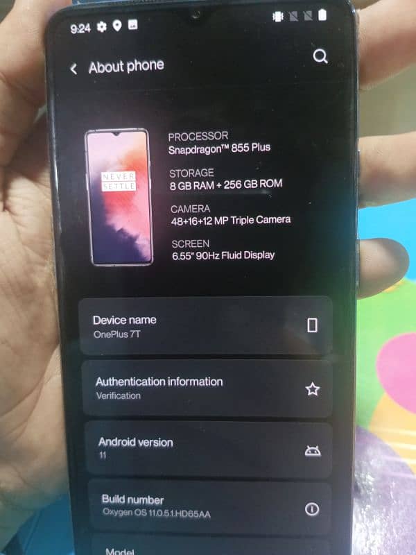 OnePlus 7t 10/10 condition 8GB / 256GB  PTA approved 4