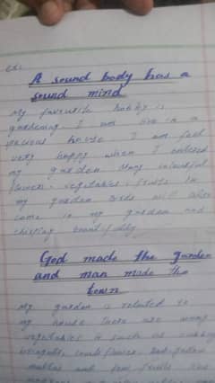 Handwriting assignment wark