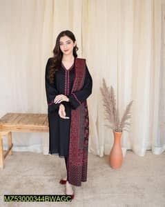 3piec Unstitched Dhanak embroidered suit delivery free