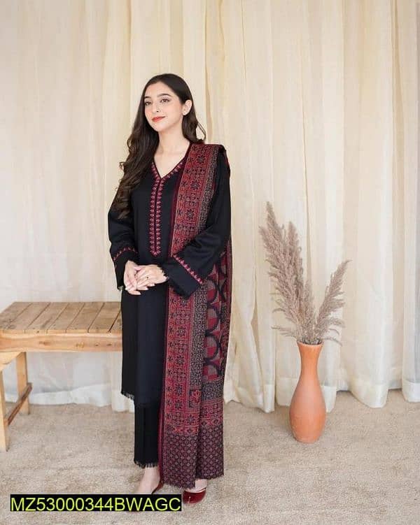 3piec Unstitched Dhanak embroidered suit delivery free 2