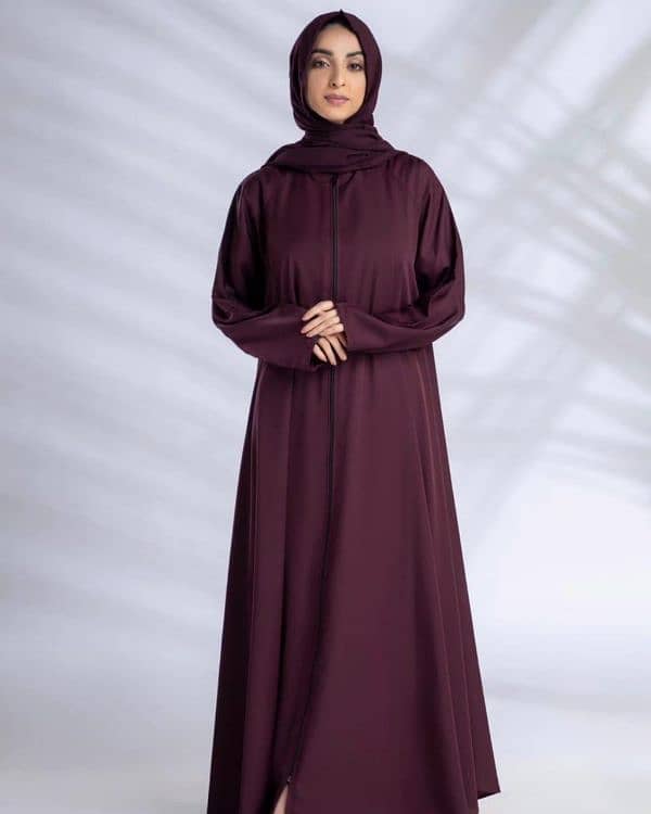 Turkish zipper abaya maroon 2