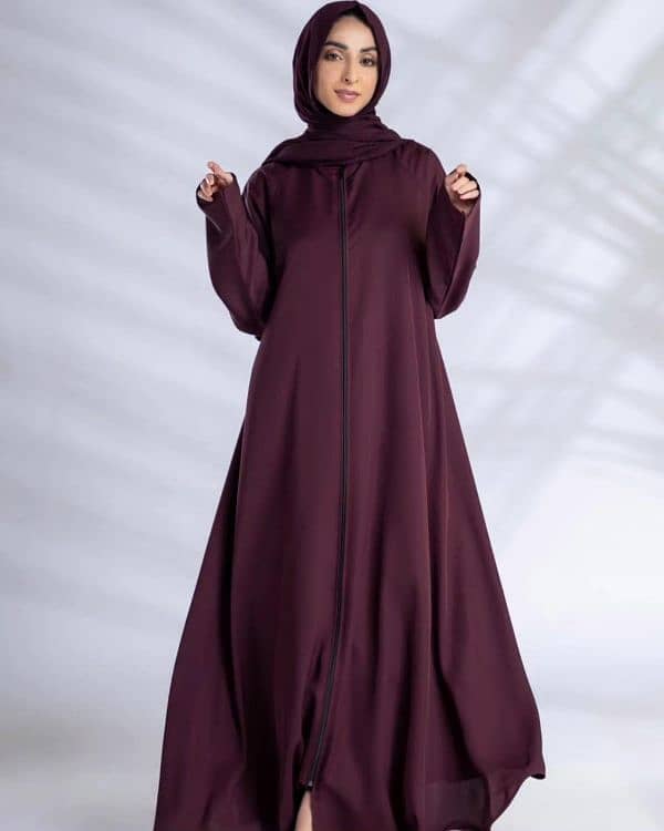 Turkish zipper abaya maroon 3