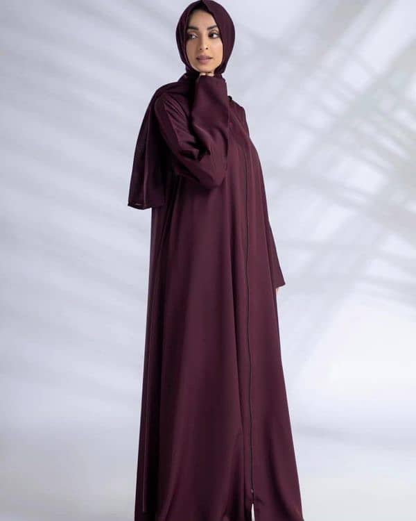 Turkish zipper abaya maroon 4