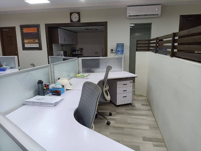 DHA Phase 6 semi furnished office Available for Rent Front Entrance Main Road facing FURNITURE NOT INCLUDE ONLY CHAMBER 12