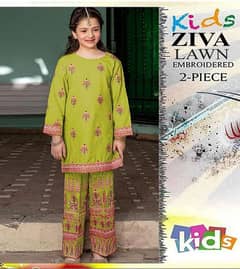 Girls lawn embroidered unstitched suit