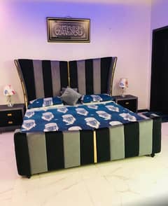 brand new velvet bed with side tables