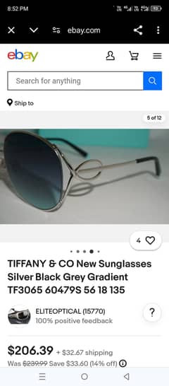 Tiffany& co Sunglasses Silver Black Grey gradient