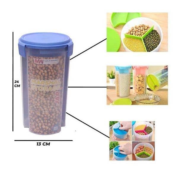 3 Portions Airtight Storage Container for Multipurpose Use 2